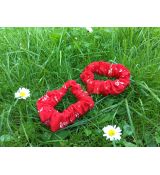 Scrunchies gumička kvietky na červenej, mini