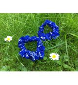 Scrunchies gumička kvietky na modrej, mini