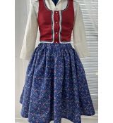 Dámska sukňa, farebné kvietky na modrej