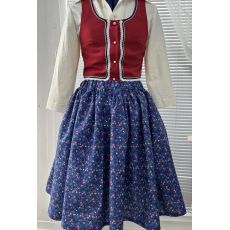 Dámska sukňa, farebné kvietky na modrej