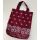 Nákupná taška s vreckom- ružičky na bordovej