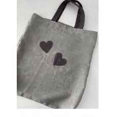 Nákupná ľanová taška so srdiečkami