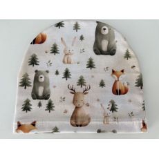 Tenká čiapka lesné zvieratká, 46-48cm